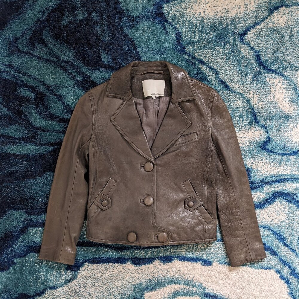3.1 Phillip Lim Brown Cropped Leather Jacket